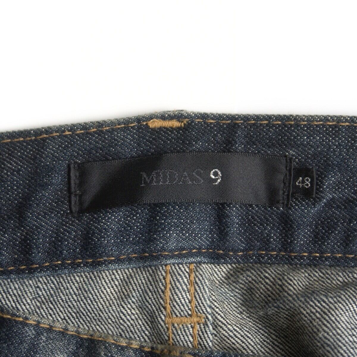 【美品】MIDAS9【ダメージ加工 フレア デニムパンツ】48 XL ミダスナイン ブリーチ加工 Y2K 26060811 美品】MIDAS9【ダメージ加工 フレア デニムパンツ】48 XL ミダスナイン