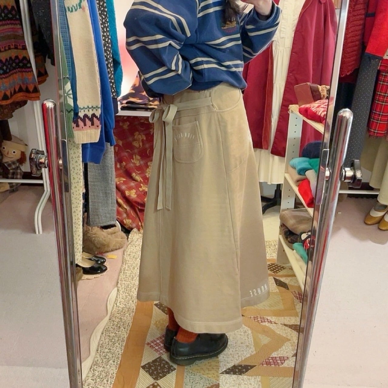 PINKHOUSE / beige sweat ribbon skirt