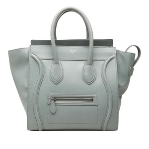 セリーヌ ラゲージ ミディアムショッパー ハンドバッグ トートバッグ グレー レザー レディース CELINE 【中古】