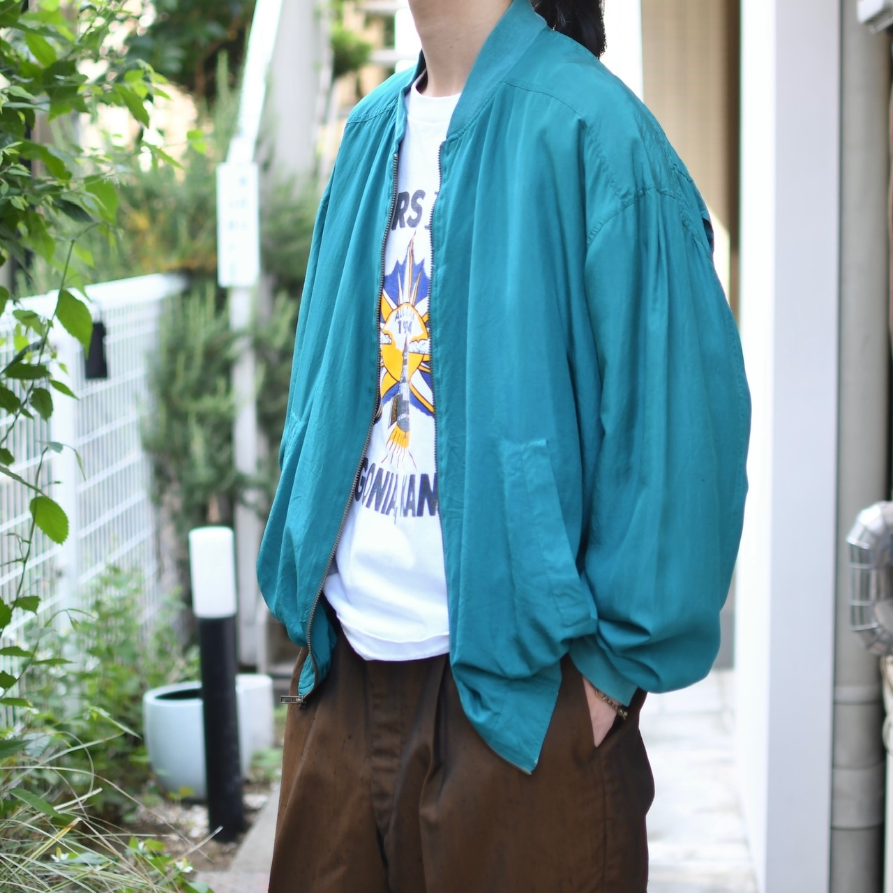 turquoise blue silk blouson