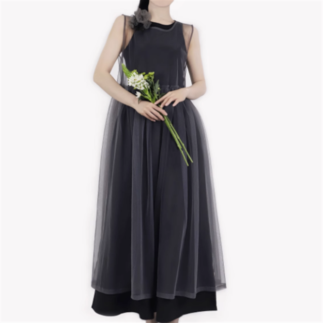 【Tea Tree】チュールノースリーブワンピース 6color 10875