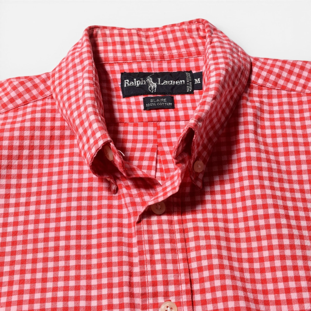 90s Ralph Lauren ギンガムチェック 半袖ボタンダウンシャツ USA製