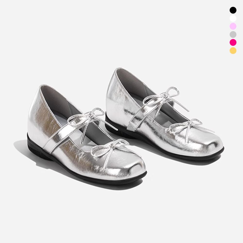 バレエコアダブルリボンフラットシューズ