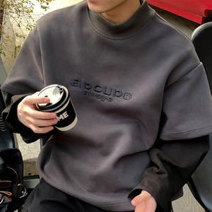 フェイクツーピースラウンドネックロゴスウェット　1173