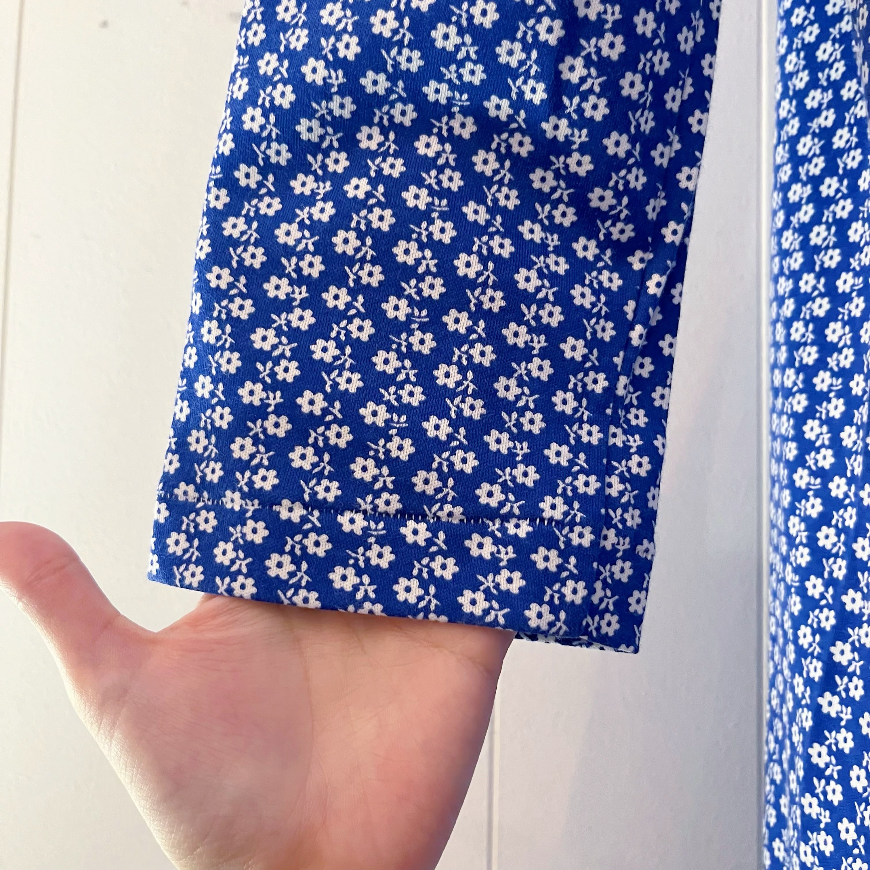 blue white flower neglige one-piece