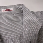 PAPAS パパス ストライプ BD コットン 長袖シャツ M/グレー 系