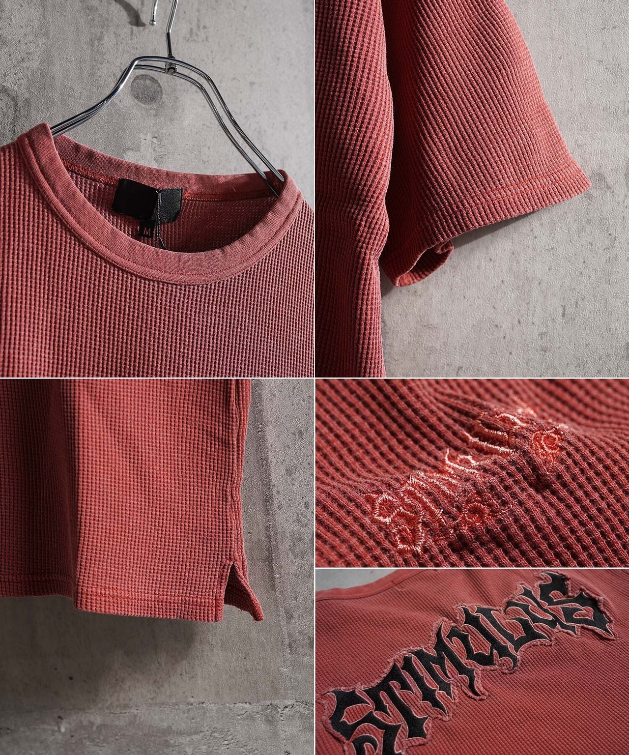 ◆ロゴアップリケ刺繍 ピグメントTシャツ◆gt-6252-262