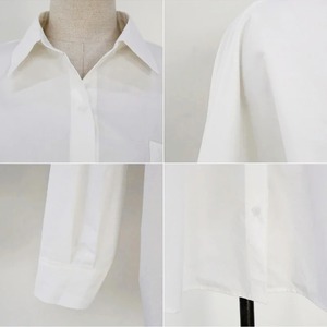 【S-3XL】White Simple Shirt Blouses / ホワイト シンプル シャツ ブラウス