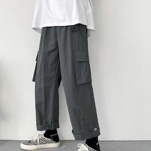 loose wide pants gray