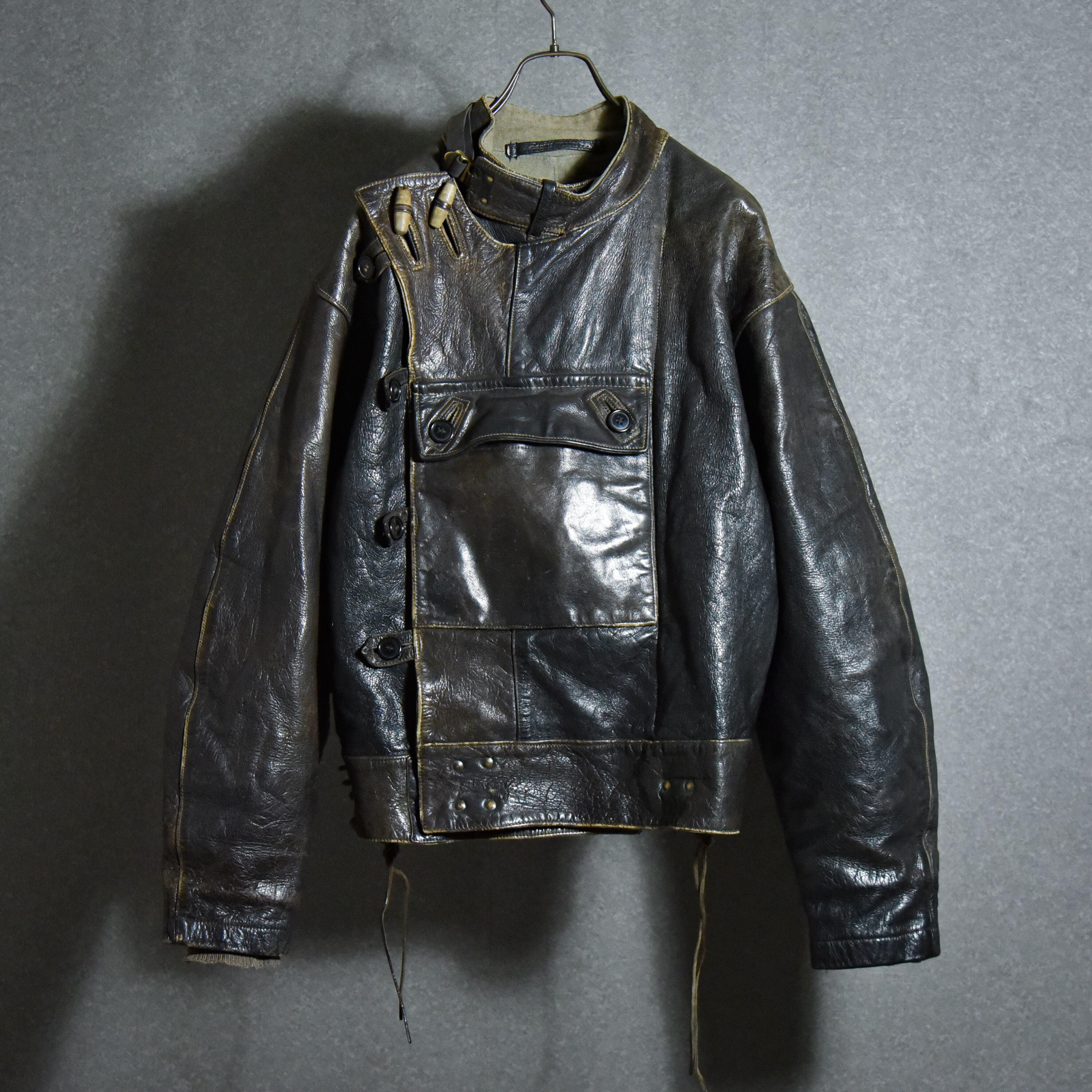 40s Swedish Army Leather Motorcycle Jacket スウェーデン軍 レザー