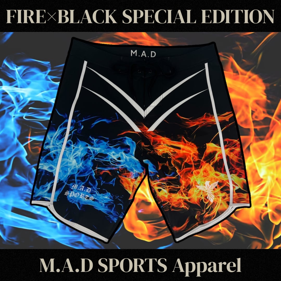 M.A.D Board Shorts 【FIRE×BLACK SPECIAL EDITION】 | madsportsgym