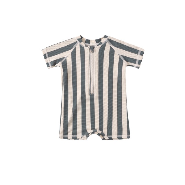 Quincy Mae(クインシーメイ) / 26ss ZIP RASHGUARD  ONE-PIECE  / RETRO OCEAN STRIPE / 12-18M・18−24M