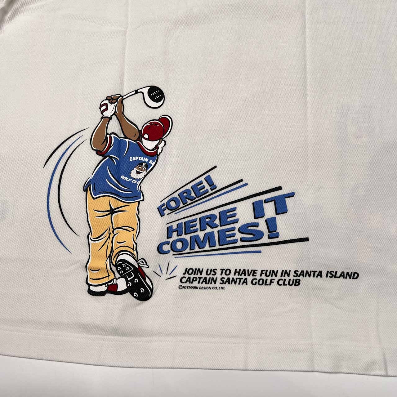 CAPTAIN SANTA キャプテンサンタ GOLF CLUB プリント 半袖 ポロシャツ サイズ XL /鹿の子/ホワイト/ゴルフ
