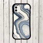 受注生産 iPhoneケース ブルーグレーの渦巻きマーブル｜水面模様 MARB037B