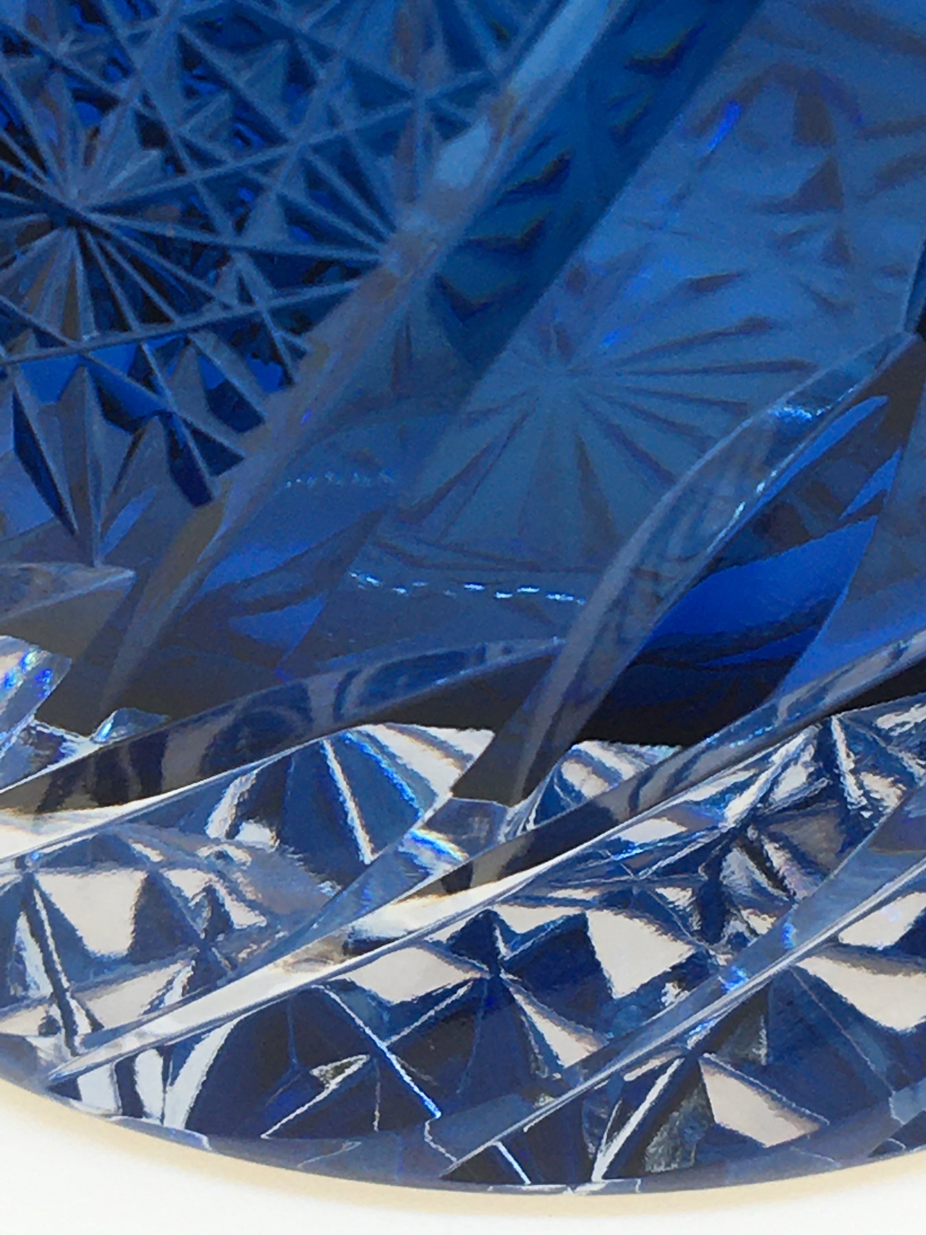 江戸切子 内被せクリスタルロックグラス（藍色） | 江戸切子の製造