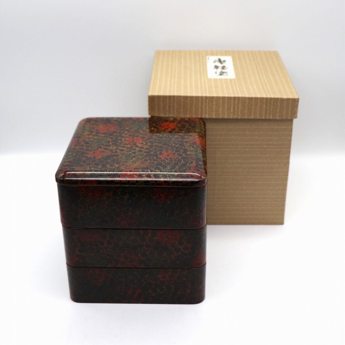 津軽塗（唐塗）バカ塗り・三段重・重箱・No.210713-117・梱包サイズ80