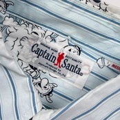 Captain Santa キャプテンサンタ キャラデザイン ストライプ BD ボタンダウン 長袖シャツ M/ブルー系 メンズ