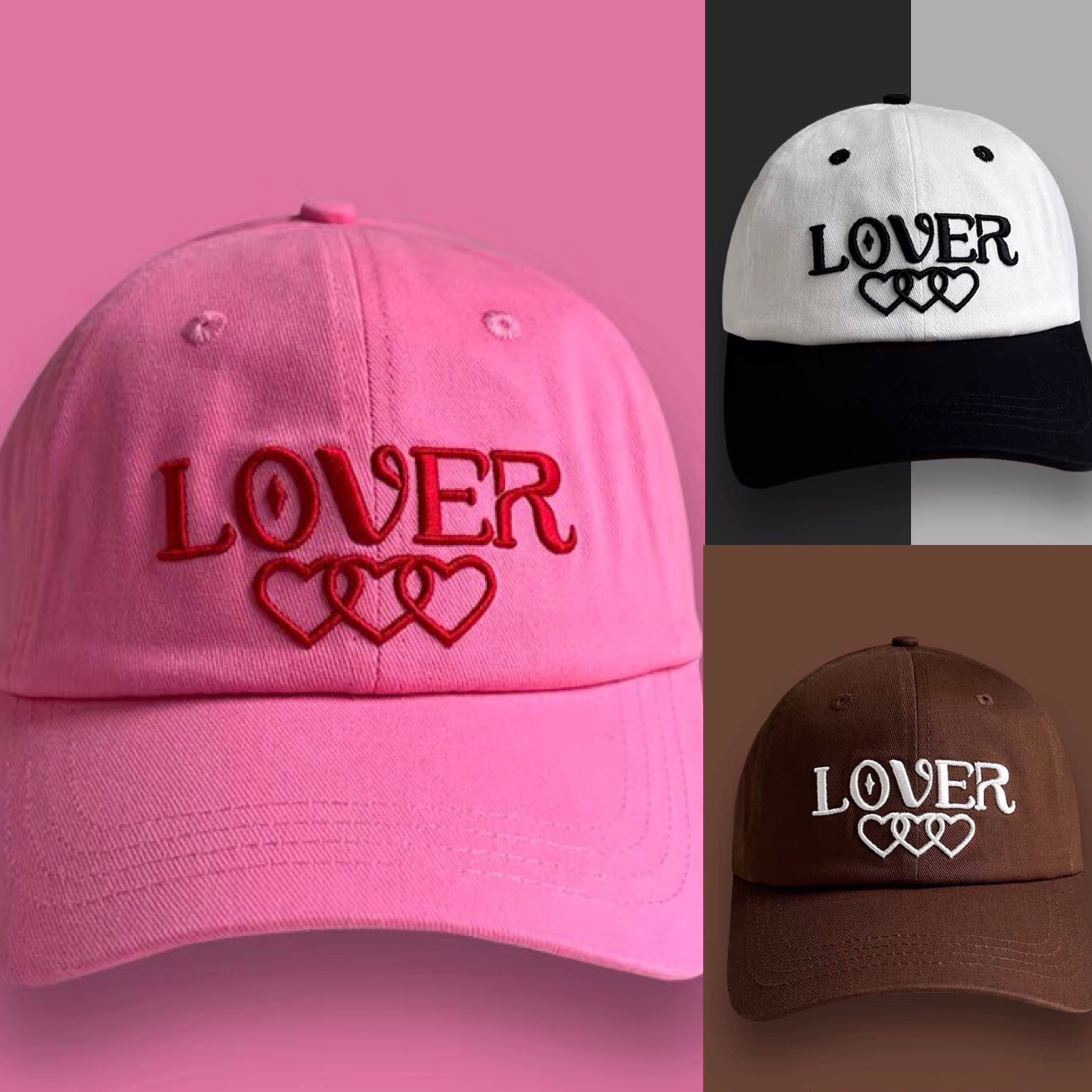キャップ サンバイザー ピンク LOVE 白黒 茶色 Y2K ガーリー 原宿 日よ