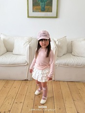 韓国子供服 / BANANA J / 26Autumn / レース ボーダーTシャツ / 秋服 / キッズ *XS~JS*