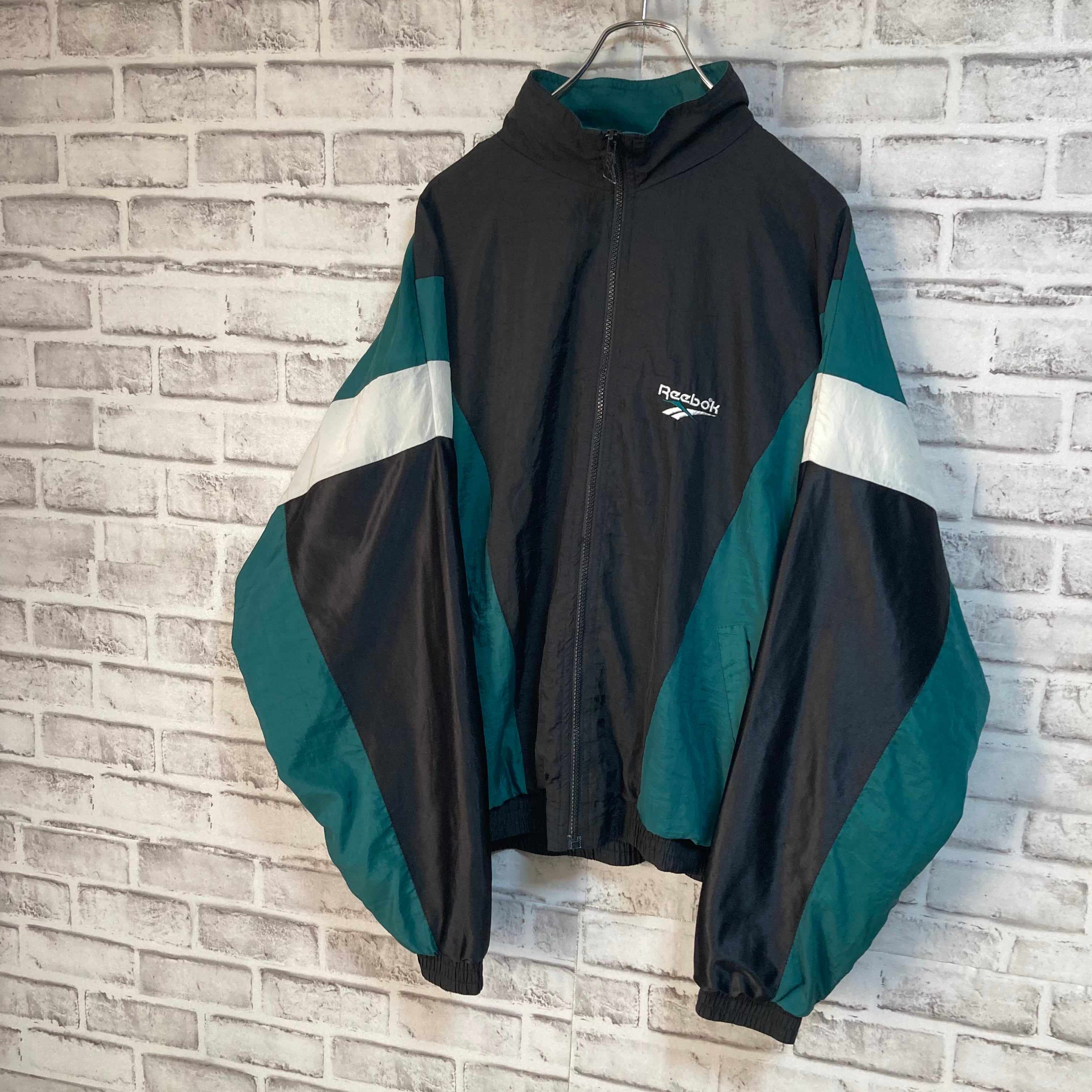 【Reebok】Nylon Jacket L相当 90s リーボック ナイロンジャケット 切替 刺繍ロゴ 胸ロゴ アウター アメリカ USA 古着