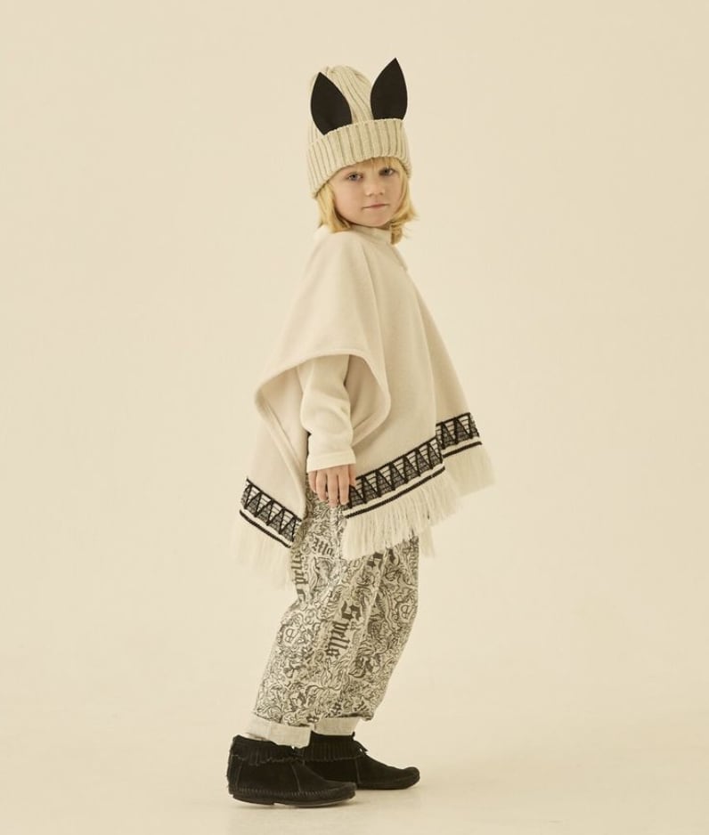 【24AW】eLfinFolk(エルフィンフォルク)ZigZag Fringe Fleece Poncho gray(90/110/130) ポンチョ グレー | MILK. powered by BASE 【24AW】eLfinFolk(エルフィンフォルク)ZigZag Fringe Fleece Poncho gray(90/110/130) ポンチョ グレー | MILK. powered by BASE