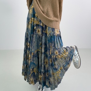 花柄プリーツAラインスカート W00982