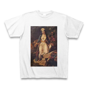ミソロンギの廃墟に立つギリシア（ドラクロワ）：厳選名画Tシャツコレクション（ホワイト）