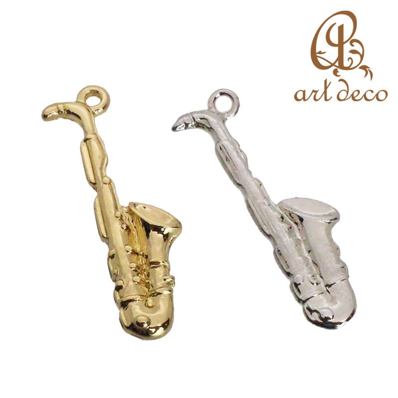 チャーム 楽器 サックス 2個 27mm×10mm [cha-50921] アクセサリー