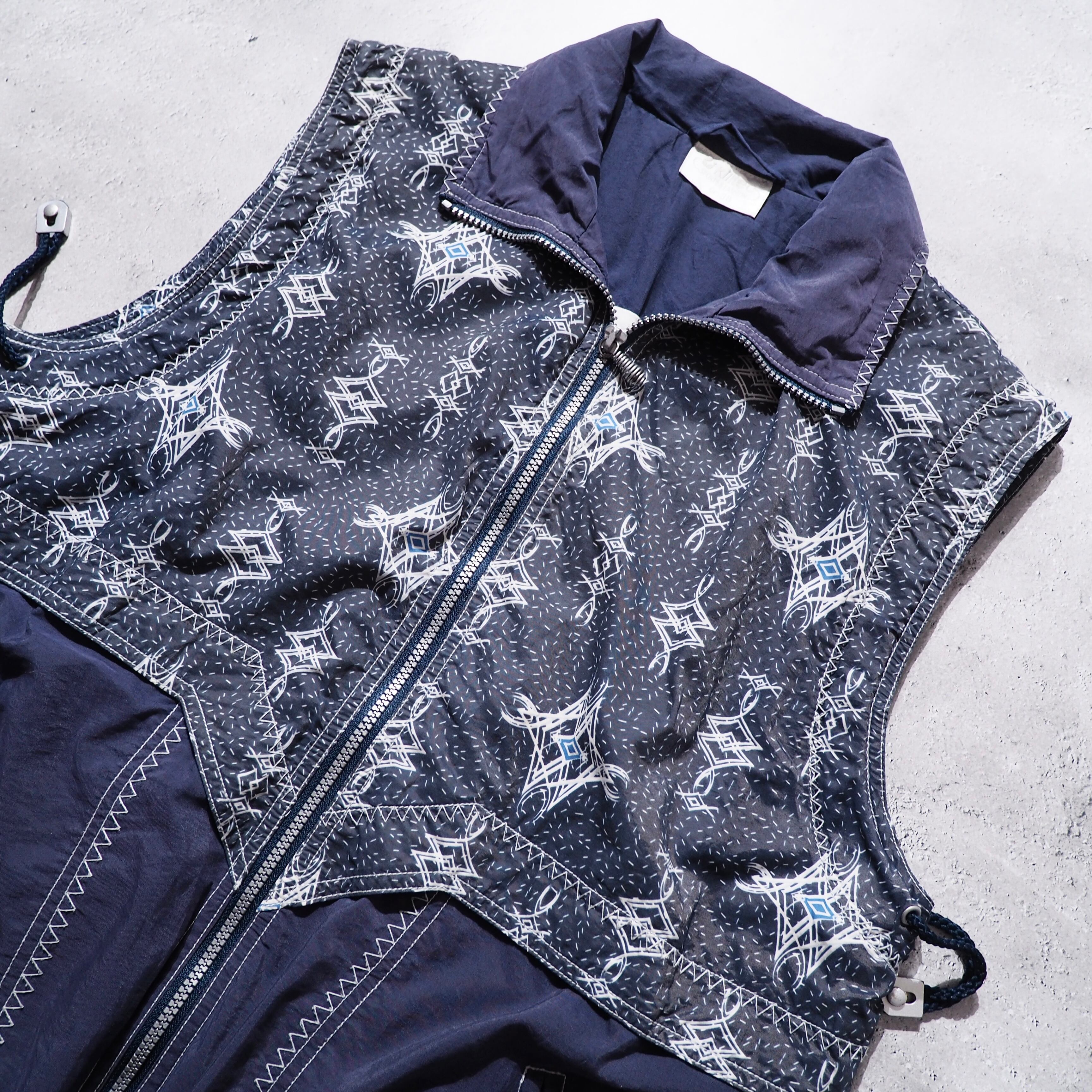 Tribal contemporary art design vintage high neck nylon vest