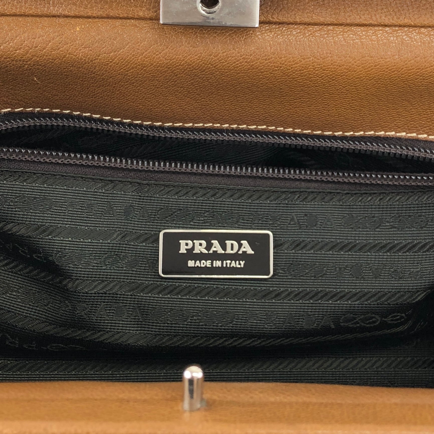 PRADA プラダ ハンドバッグ ブラウン ドクターズバッグ レザー がま口