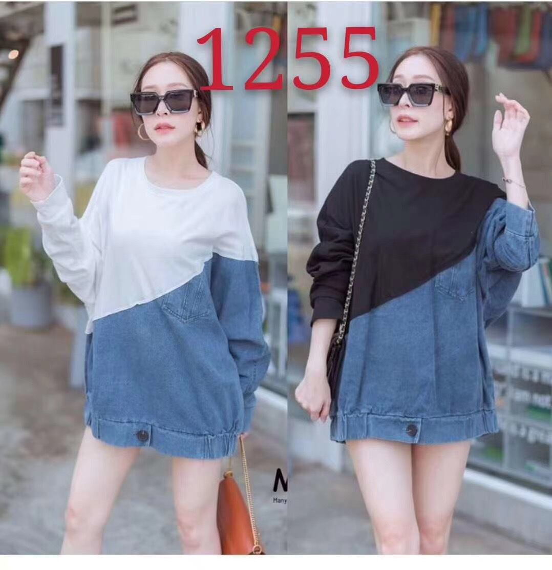 バイカラーデニムトップス