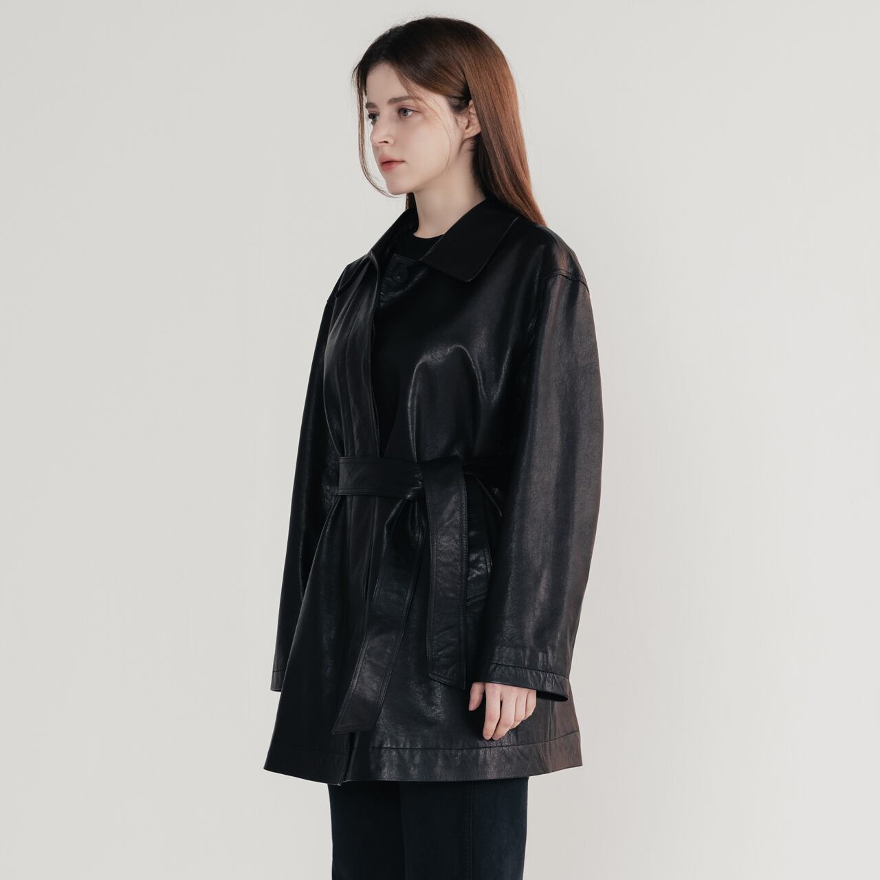 イタリア産ベジタブルラムレザー トレンチハーフコート | ITAEWONPOST