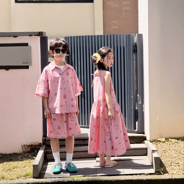 【兄妹服】スイートパンプキン柄セットアップ/ワンピース - 6