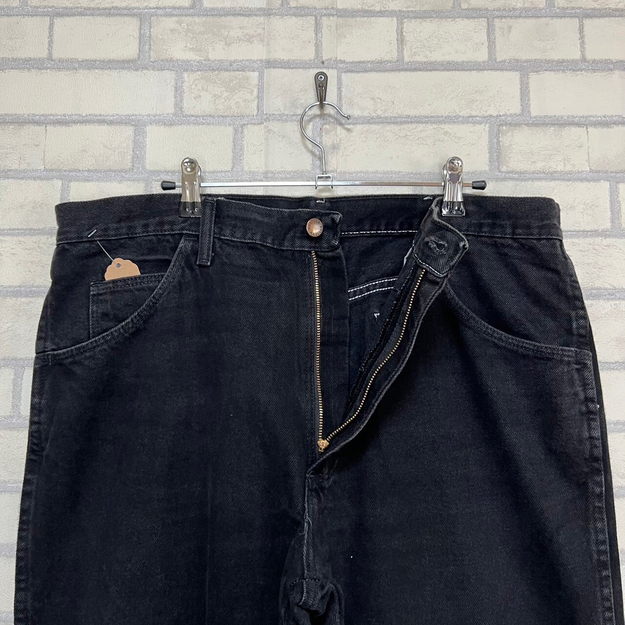 W36×L30】RUSTLER ブラックデニムパンツ ブランドタグ コットン100 
