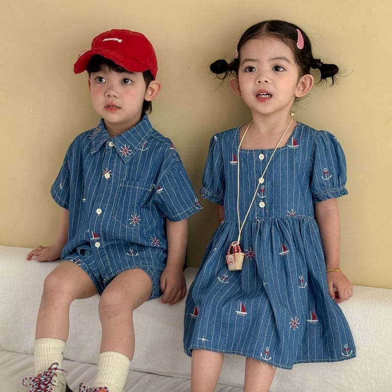 BABY&KID】ブルーストライプセットアップ/ワンピース | Betty