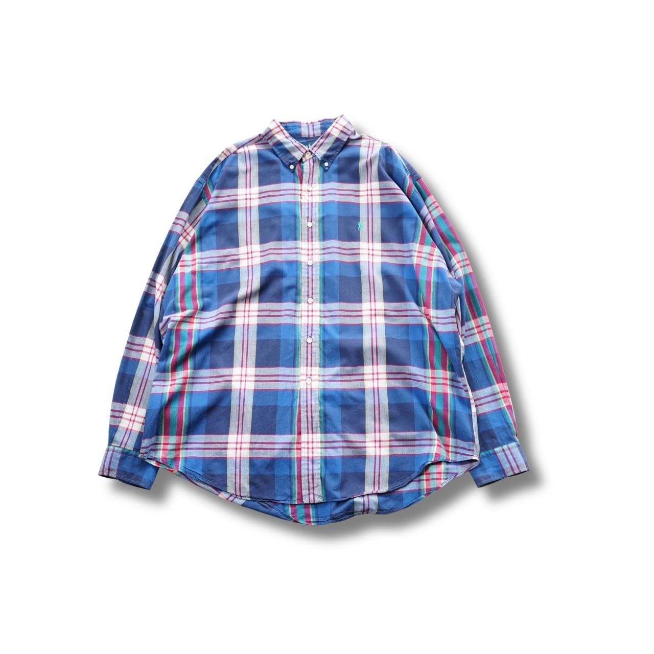 Ralph Lauren ラルフローレン BLAKE ブレイク マドラスチェック ボタンダウンシャツ(表記XL・実寸XL相当)|NA968