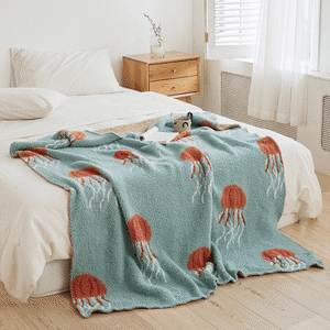 【BLANKET】クラゲ柄柔らかブランケット 全2色