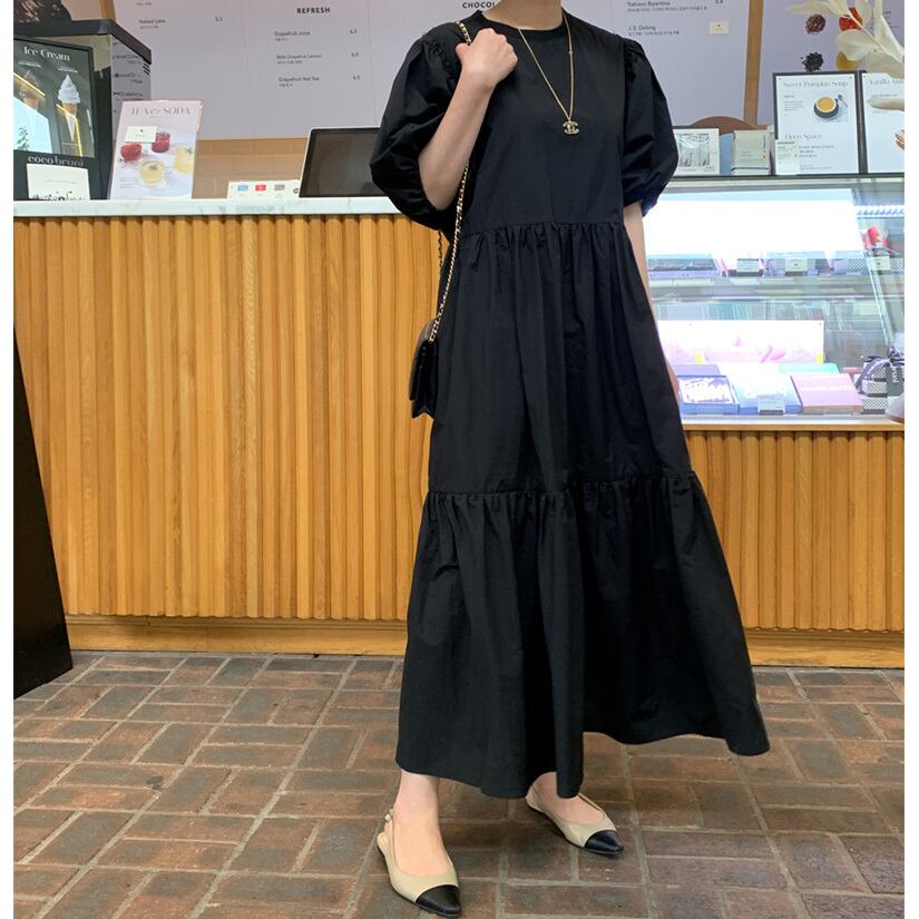 A-line half sleeve maxi dress