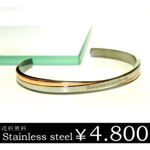 【年始セール】ステンレスバングル レディース ピンクゴールド メッセージ アレルギーレス gbg828ro