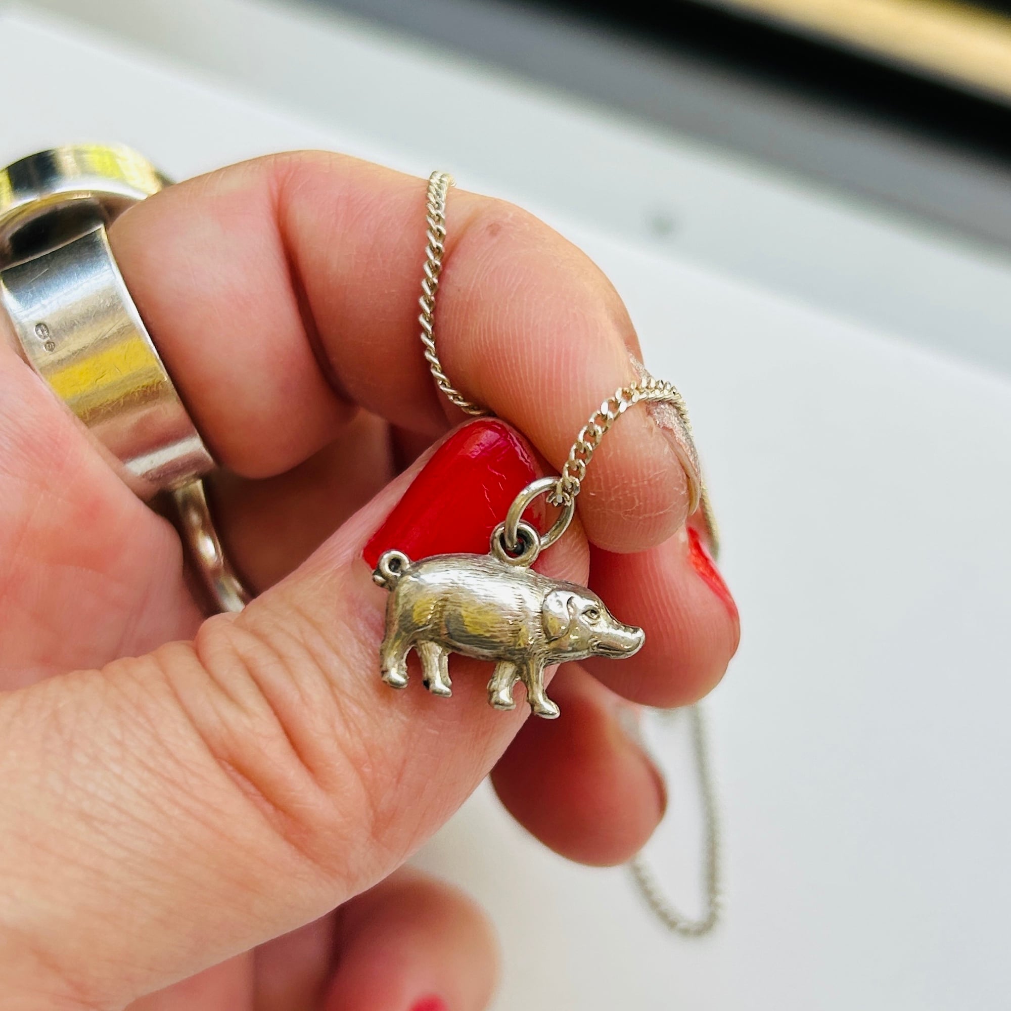 シルバー925 PIG チャームネックレス（37.5cm） | Milo Antiques & Vintage