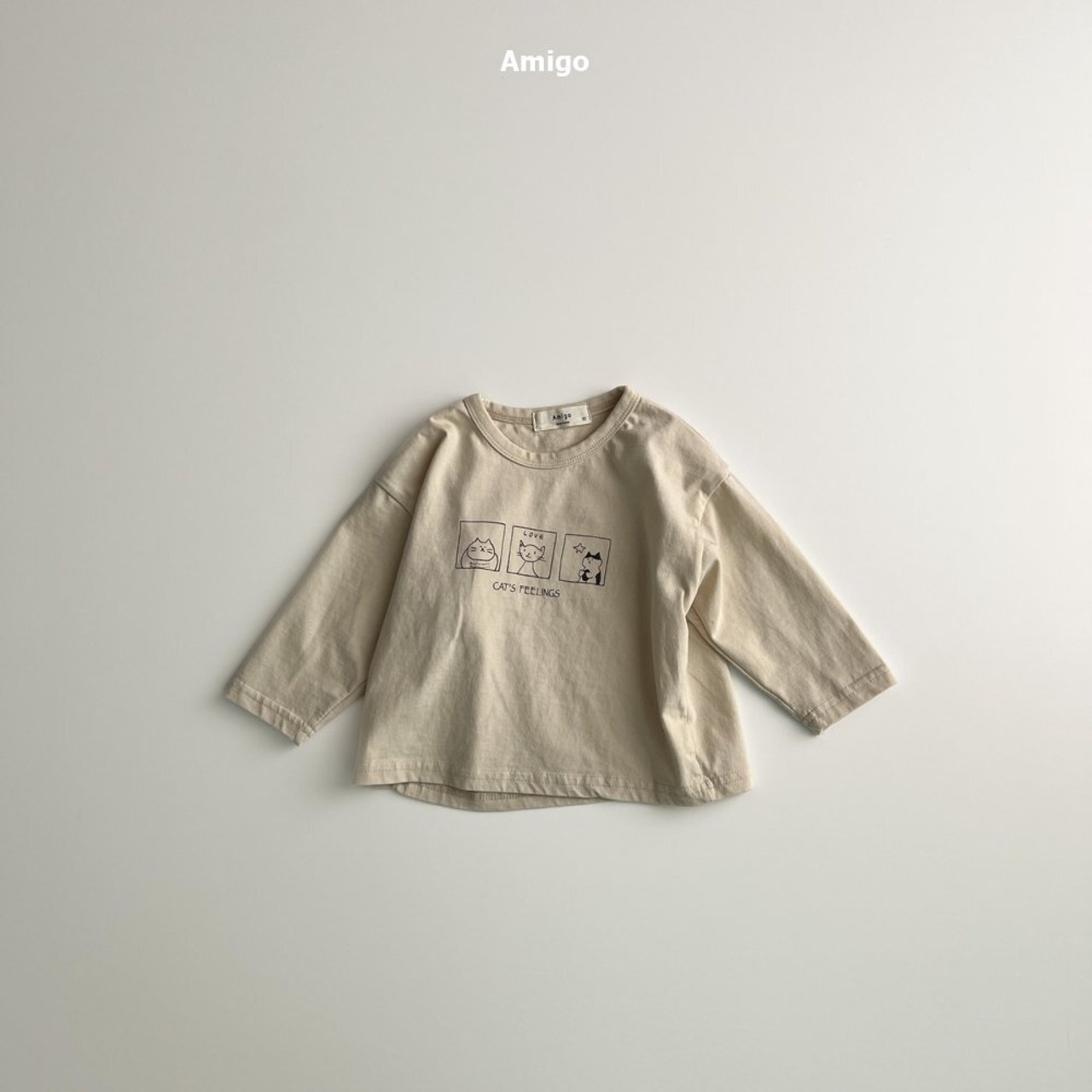 【Amigo】キャットプリントT ベージュ 80~100cm - 11