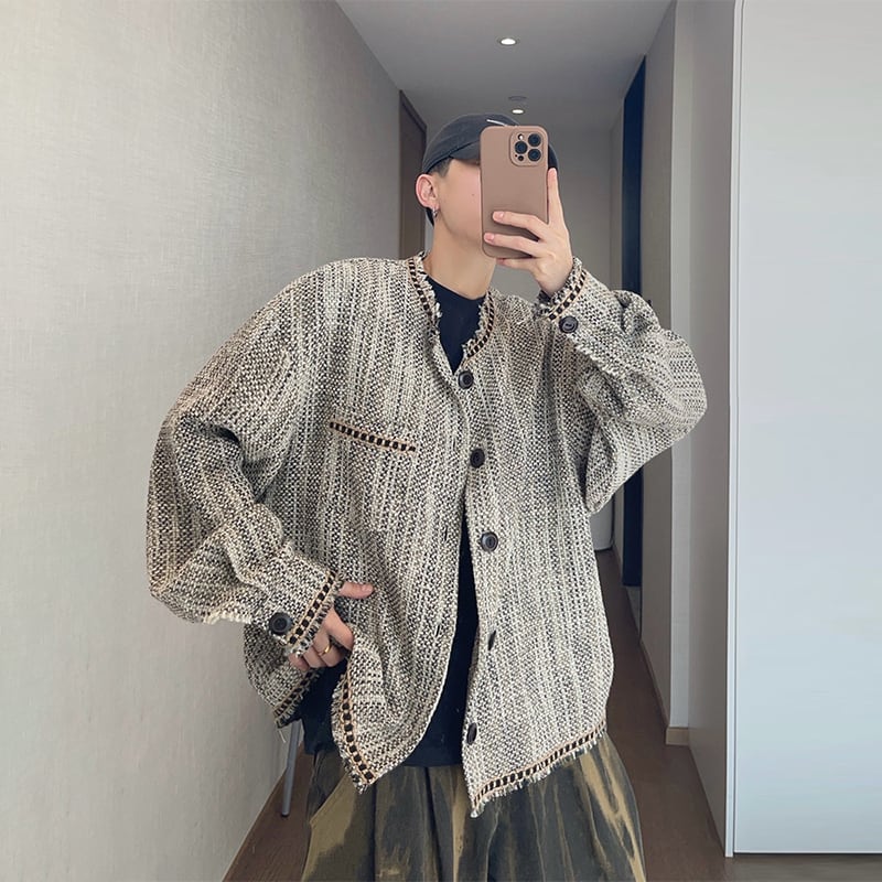 dannyandzeeルーズシルエットヘリンボン織りジャケット