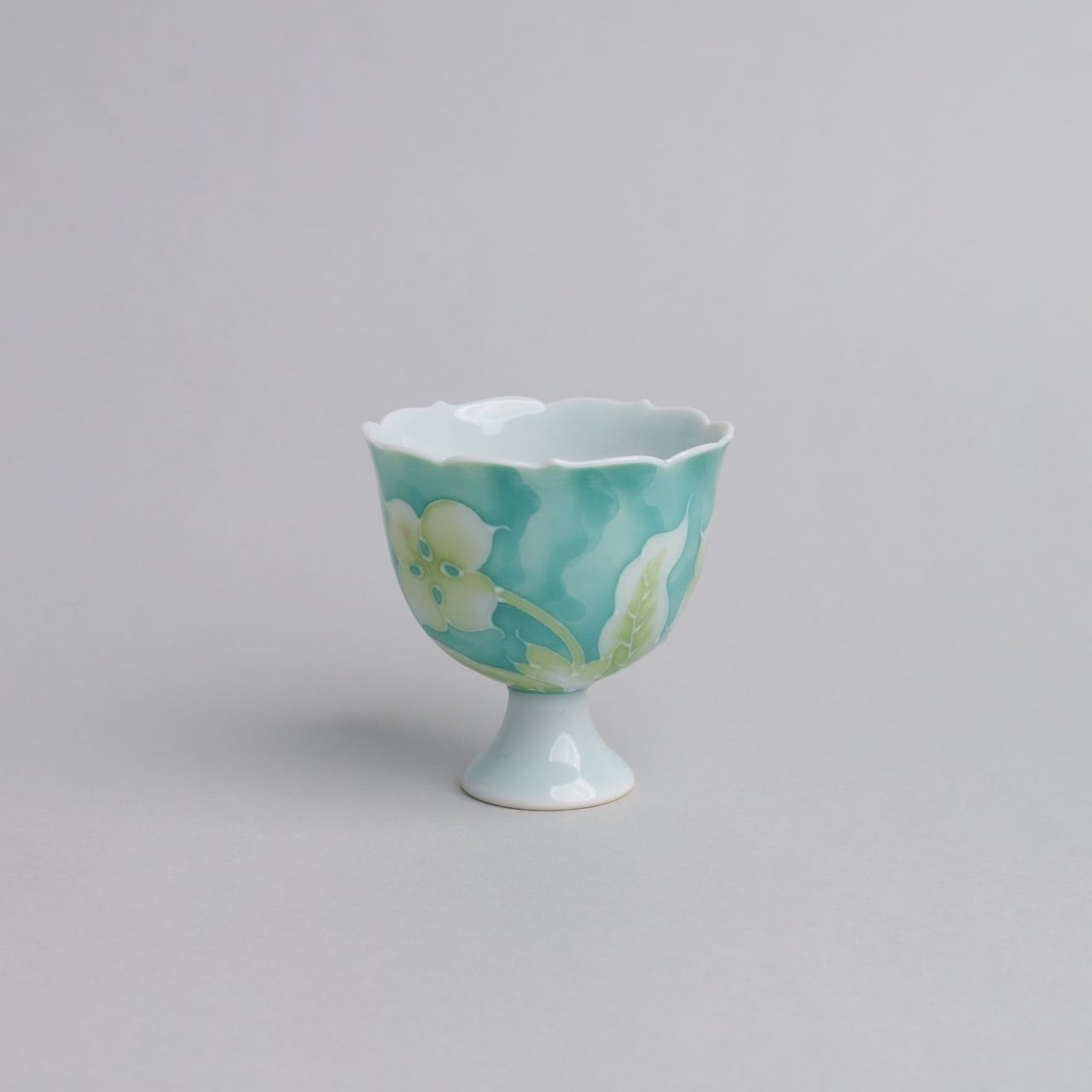 茶杯 手描き 緑若葉 25ml