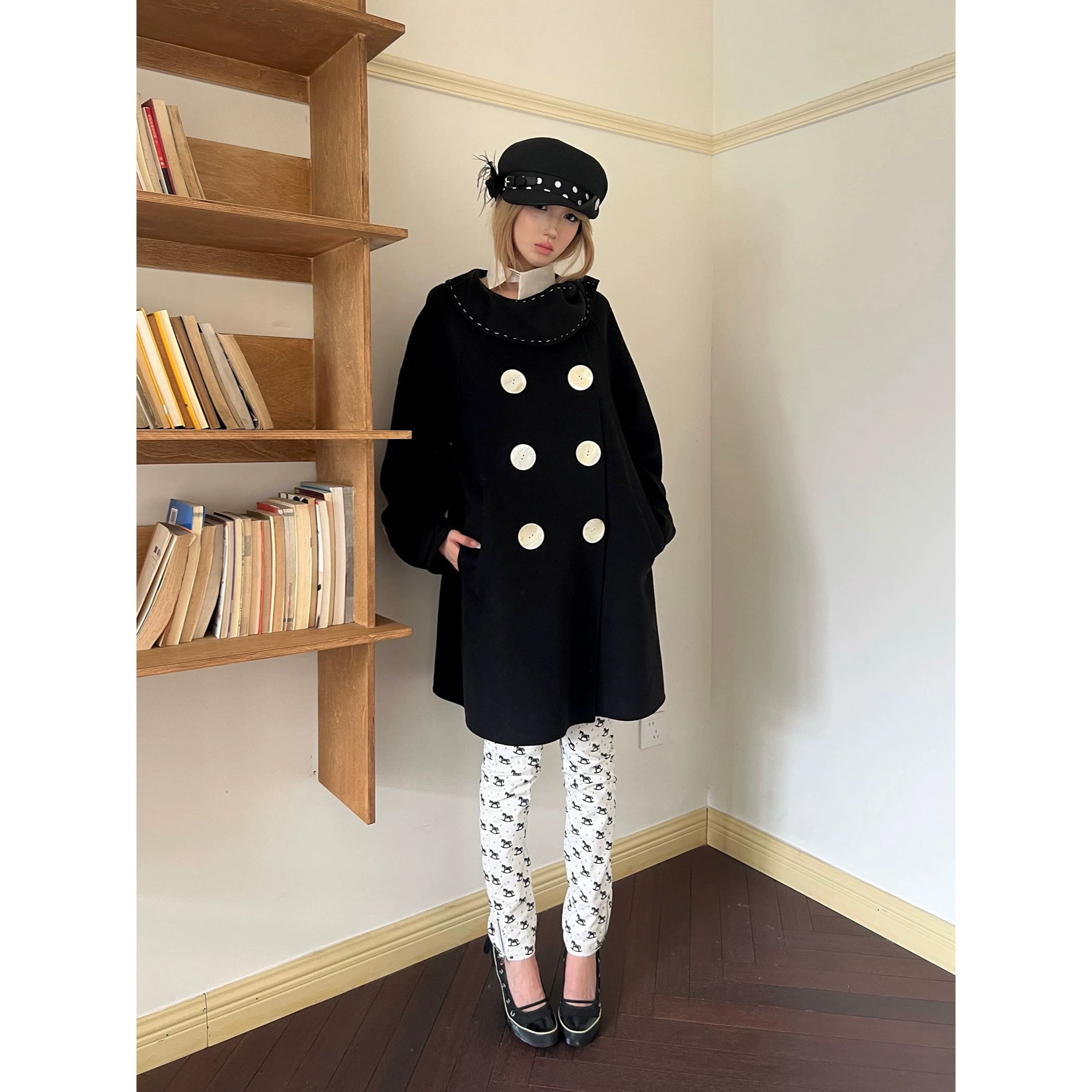 帽子 nit alcove Black polka dot straw hat nit alcove] Black polka dot straw hat | BYORI