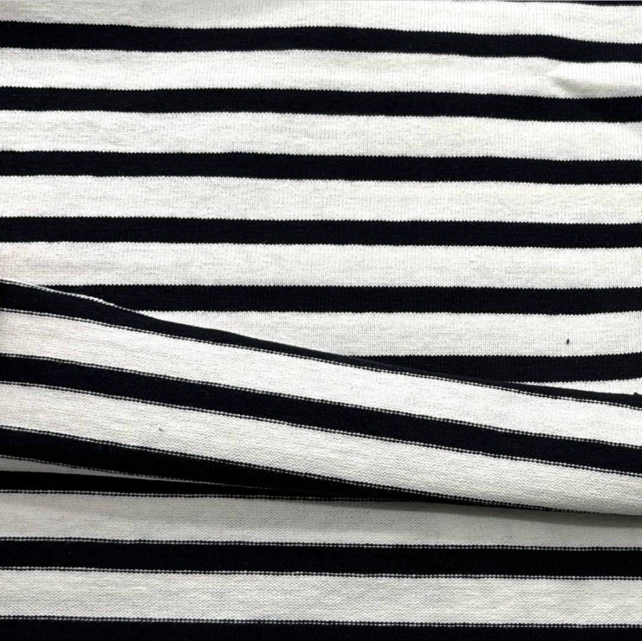 ★TC569◆1.2m◆綿100%16双糸天竺ニット生地◆ボーダー◆ホワイト×濃紺