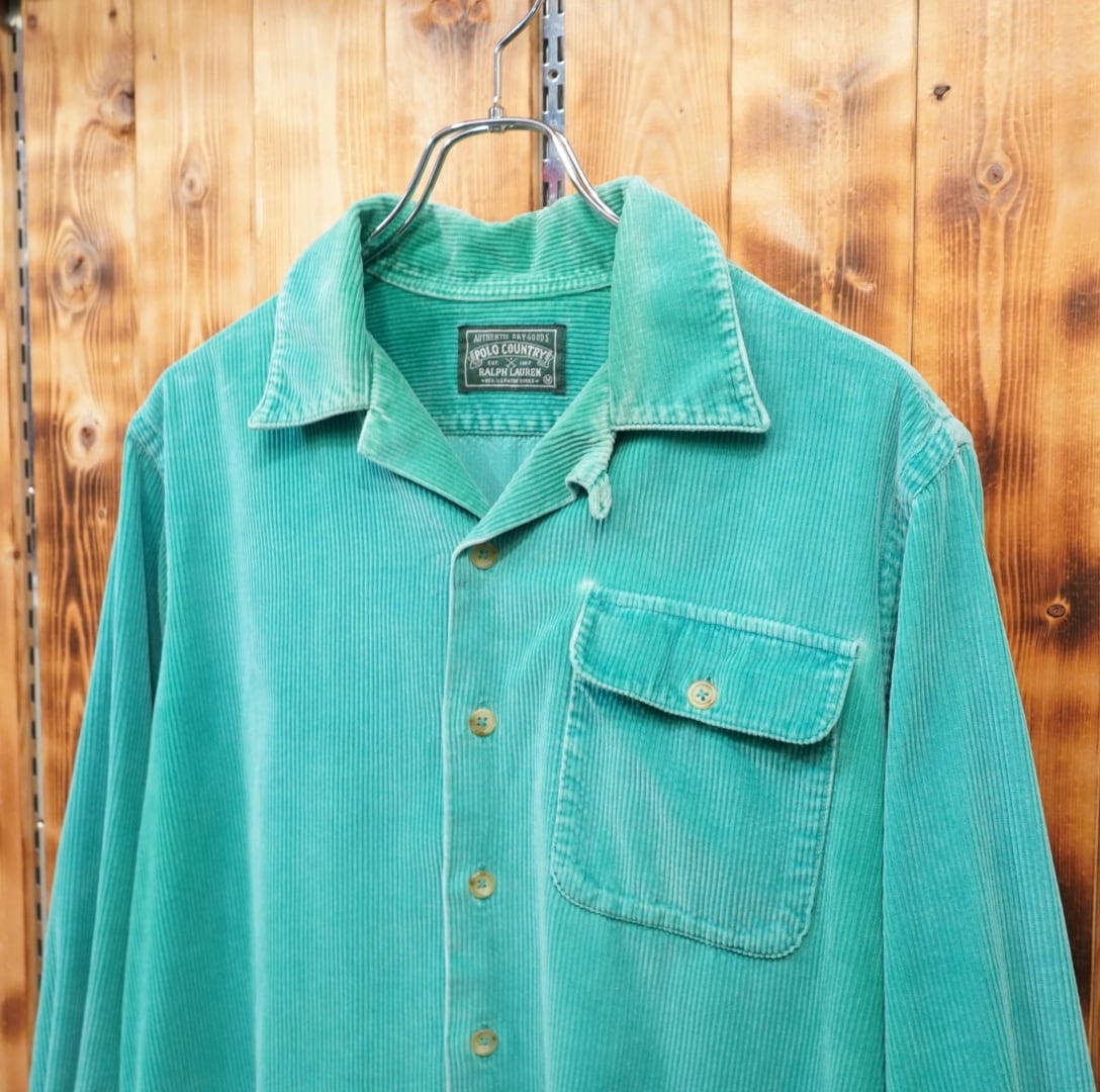 80s90s polocountry ralphlauren コーデュロイ オープンカラーシャツ M