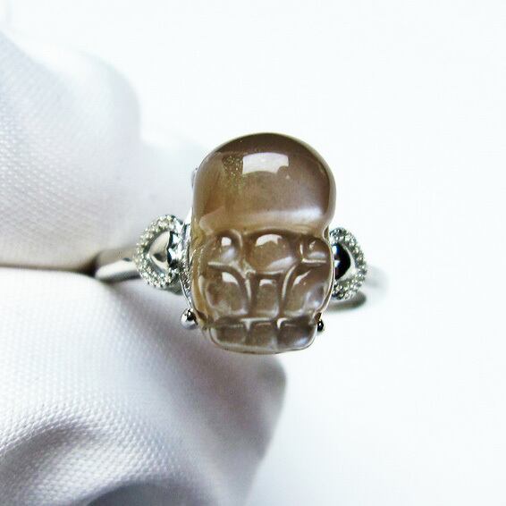 ムーンストーン 指輪 リング 貔貅（ひきゅう） 15号 一点物 メール便送料無料 [M便 1/20] 115-4383