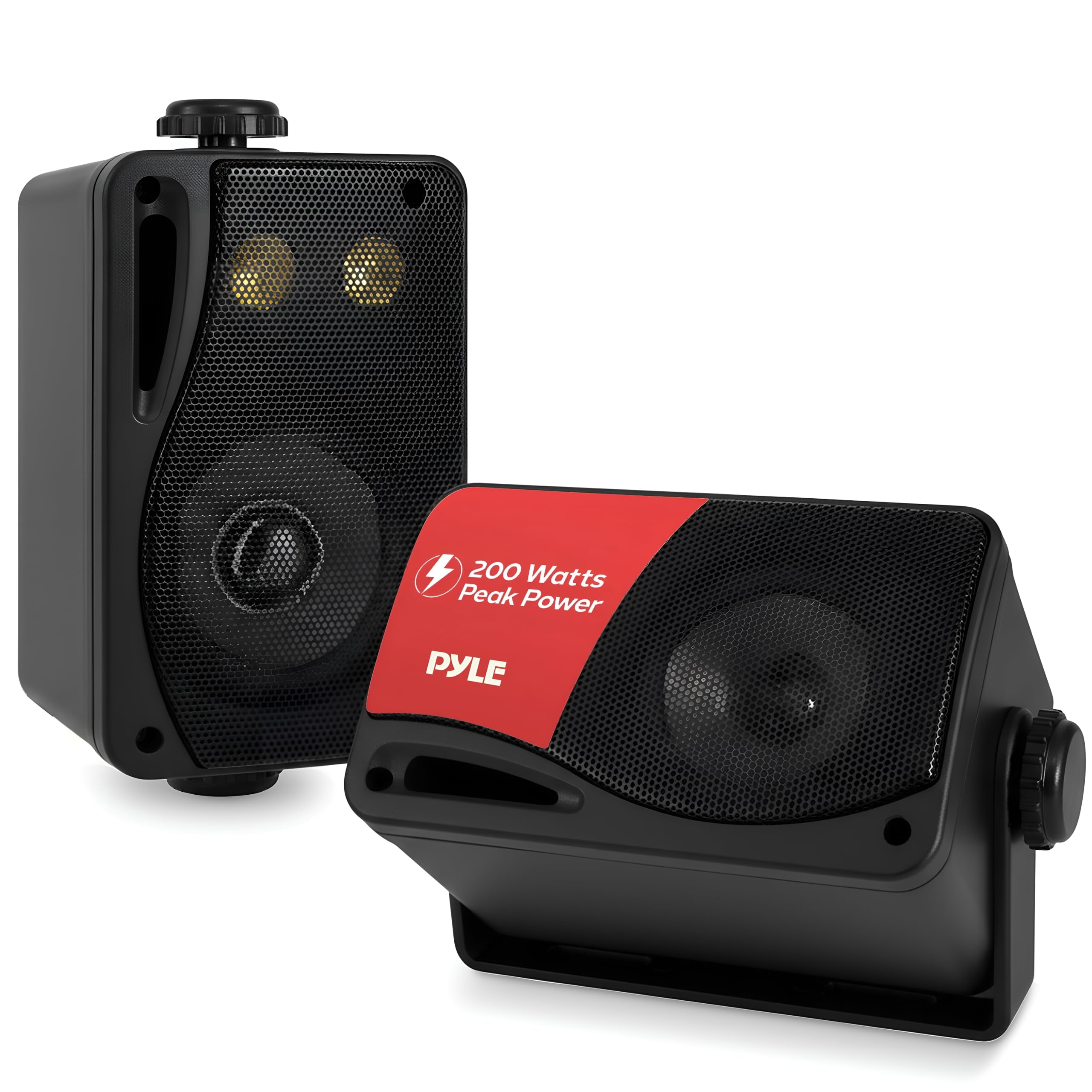 【努力特価】Pyle 3.5インチ3-Way防水型ボックススピーカー(ブラック/ペア)(※アンプは内蔵されていません)