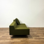 【美品】FLANNEL SOFA フランネルソファ SIESTA ONE ARM SOFA 3P ＆ STOOL LARGE シエスタ ワンアームソファ ＆ スツール ラージ ファブリック グリーン イエロー 廃盤カラー スチール脚 3人掛けソファ オットマン【中古】【送料無料】