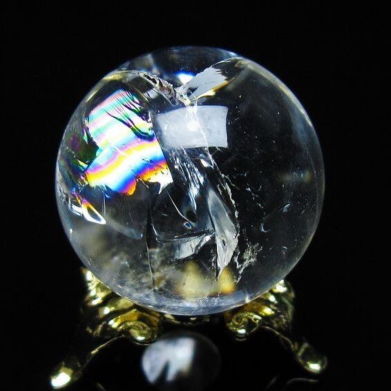 アイリスクォーツ 水晶 丸玉 虹入り 28mm スフィア 置物 水晶玉 一点物 141-7090